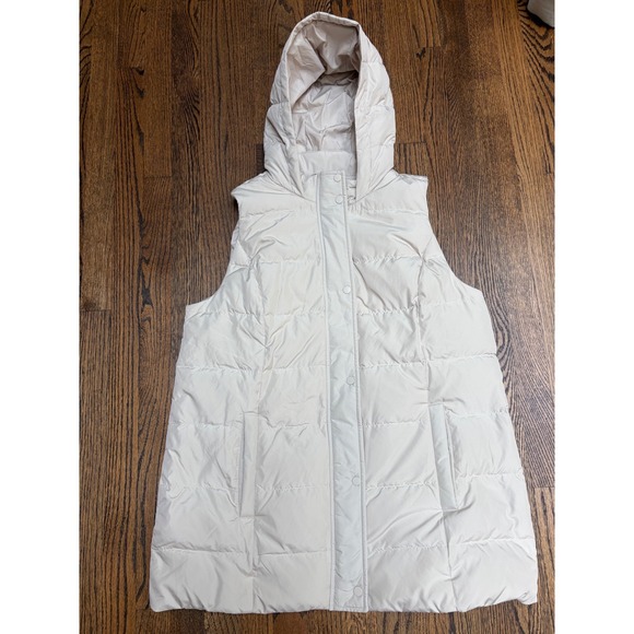J. Jill Jackets & Blazers - J. Jill Down Puffer Vest Off White Tan Down Filled Hooded Quiet Luxury Gorpcore